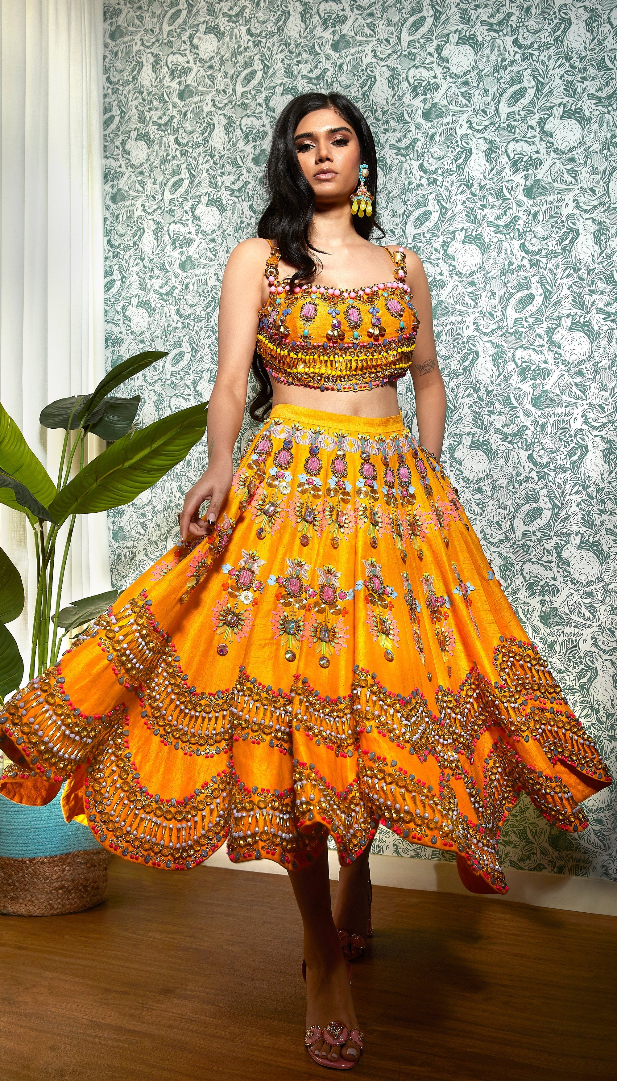 BUMBLEBEE : MANGO EMBELLISHED  HALF LEHENGA  SET